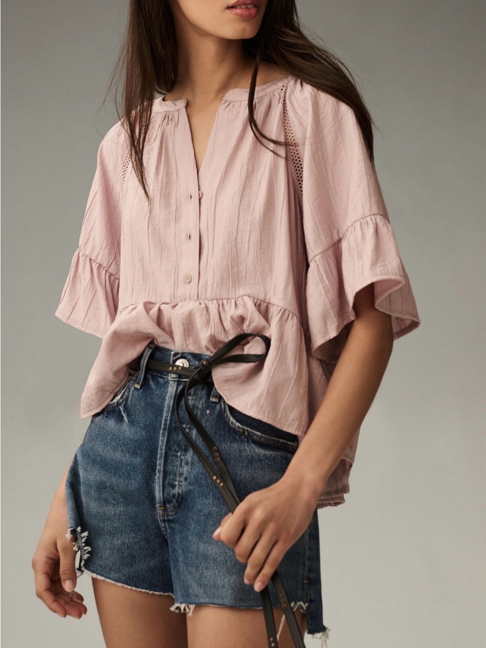 Anthropologie Short Sleeve Swing Top